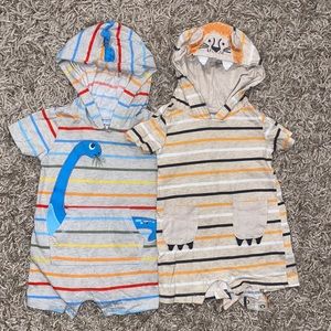 (2) The Children's Place hooded rompers!